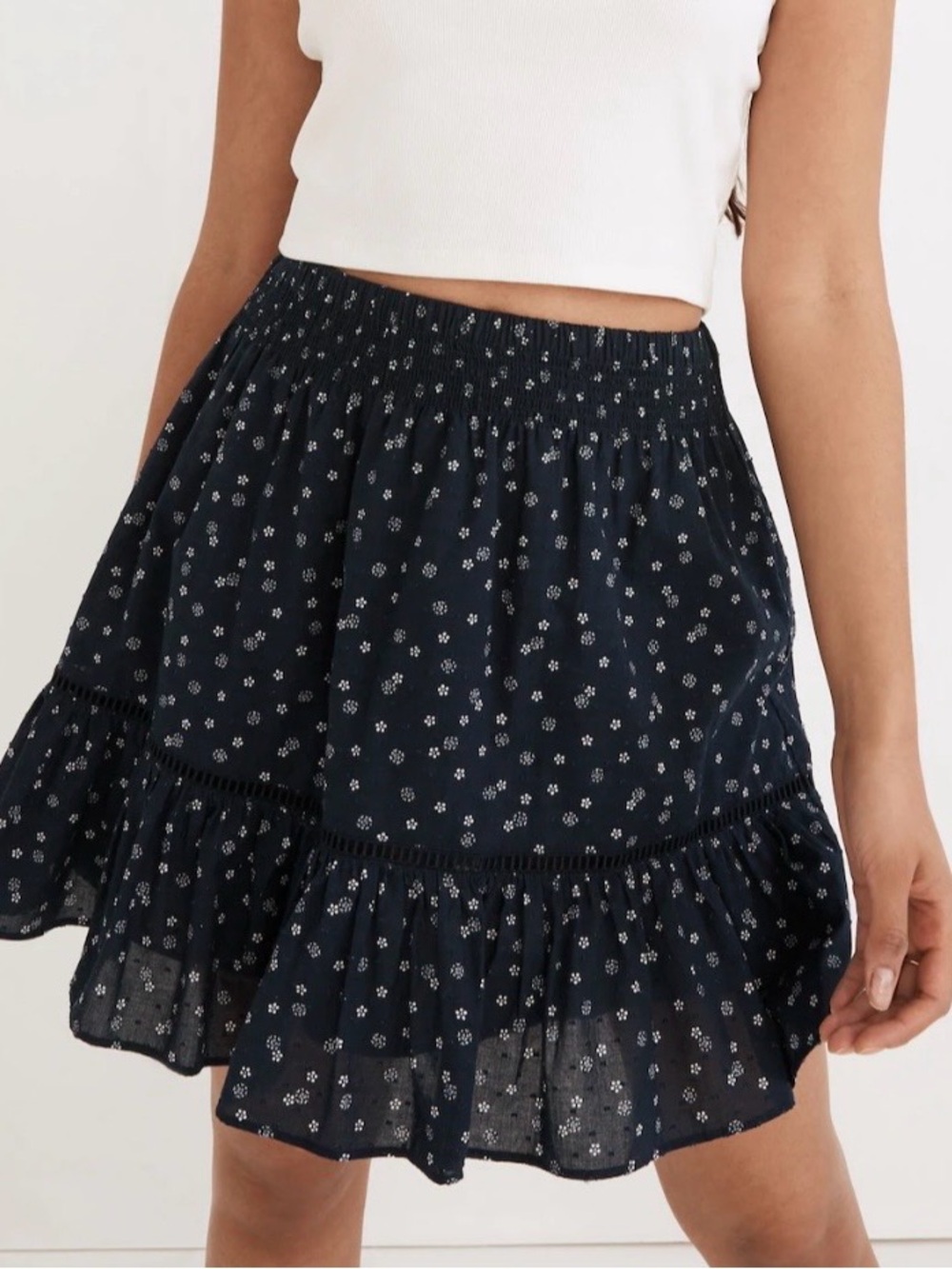 Madewell smock-waist ruffle mini skirt XXS